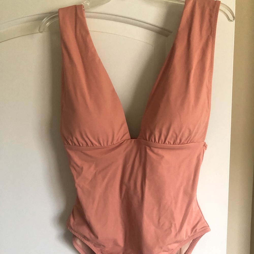 J. Crew Plunge V-neck One Piece Clay Pink